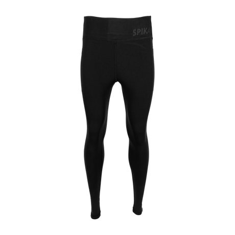 Spika GO Ember women's leggings in black, front view with high waistband and tonal SPIKA logo