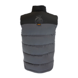 Spika GO Casual men's puffer vest in grey, back view with black yoke and tonal stag logo