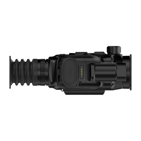 ThermTec Vidar-LRF 335L 2.0 thermal compact scope, side profile showing battery pack and eyepiece