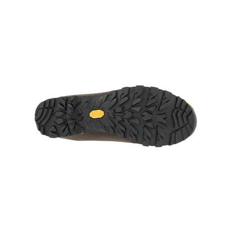 Zamberlan 1103 Storm GTX men's hiking boot in dark brown and orange, Vibram outsole tread pattern from below