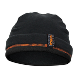Spika black fleece beanie with orange stitching and Spika tag from the men's 6 Piece Box Pack