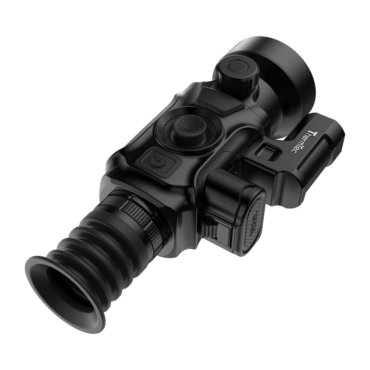 ThermTec Vidar-LRF 650L 2.0 thermal compact scope, rear three-quarter view of eyecup and battery pack