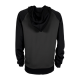 Spika GO Scuba men's slate and black hoodie, back view showing contrast raglan sleeves