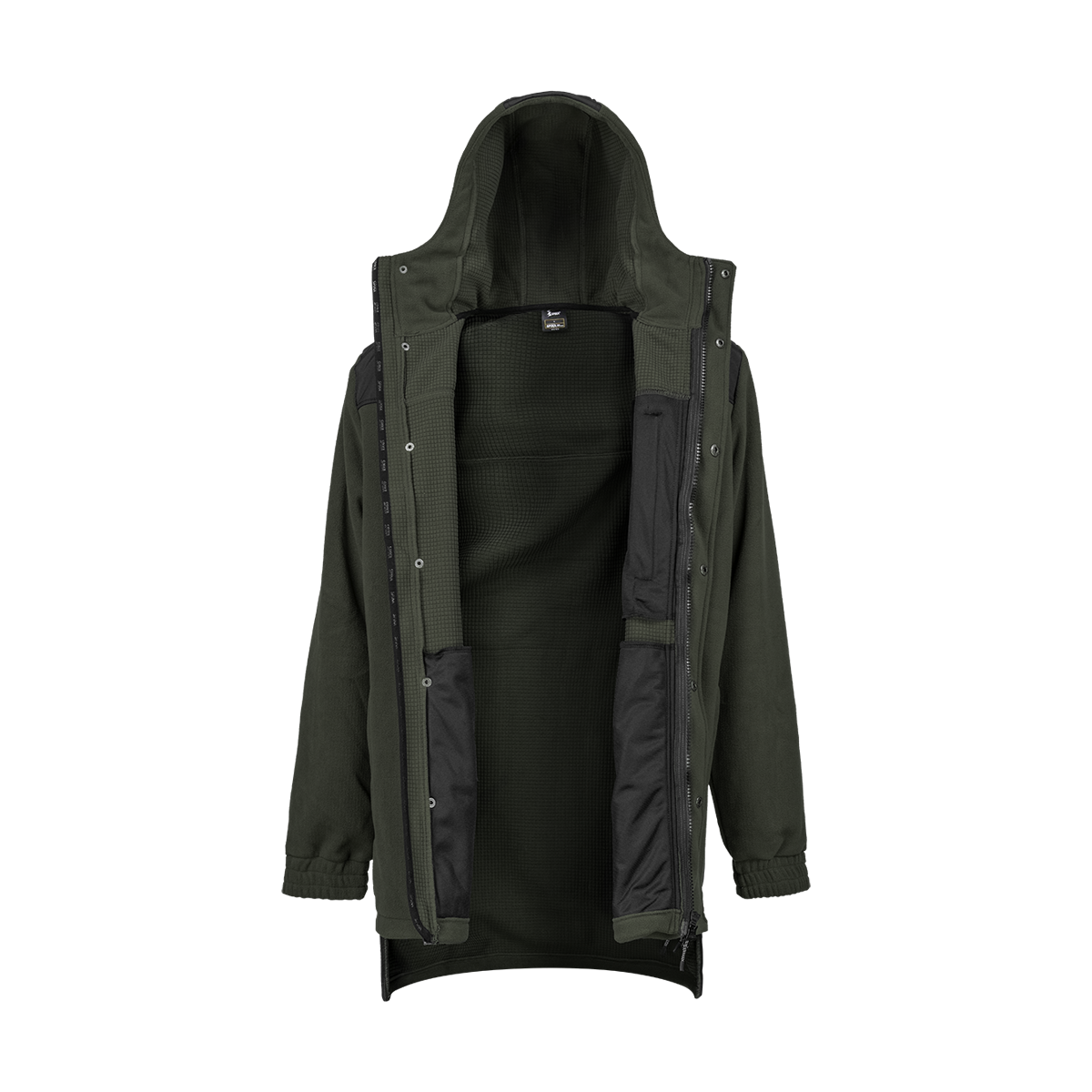 Spika Highpoint men's zip-through jacket in Olive shown open to reveal the fleece lining