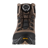 Zamberlan 4015 Leopard FGL GTX RR BOA men's hunting boot in brown leather, front view of BOA dial lacing and Vibram toe