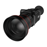 ThermTec Vidar 660 2.0 thermal compact scope, low front three-quarter view of the wide objective lens