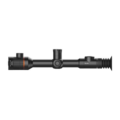 ThermTec Ares 335 2.0 thermal tube scope in black, right side profile with turrets and eyepiece