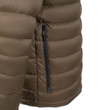 Spika Hideout men's puffer jacket in Mud Brown, close-up of the zipped side hand pocket