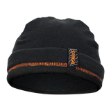 Spika black fleece beanie with orange stitching and Spika tag, part of the Kids 5 Piece Box Pack