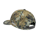 Spika Ranger adult Flexfit cap in Biarri Camo, rear view with SPIKA side print and strap