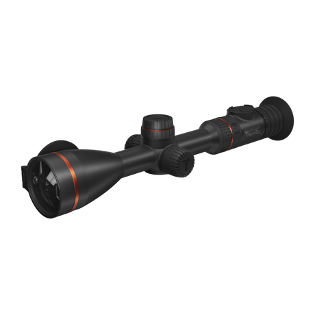 ThermTec Oryx 650L thermal tube scope, three-quarter view from objective end with lens cap open