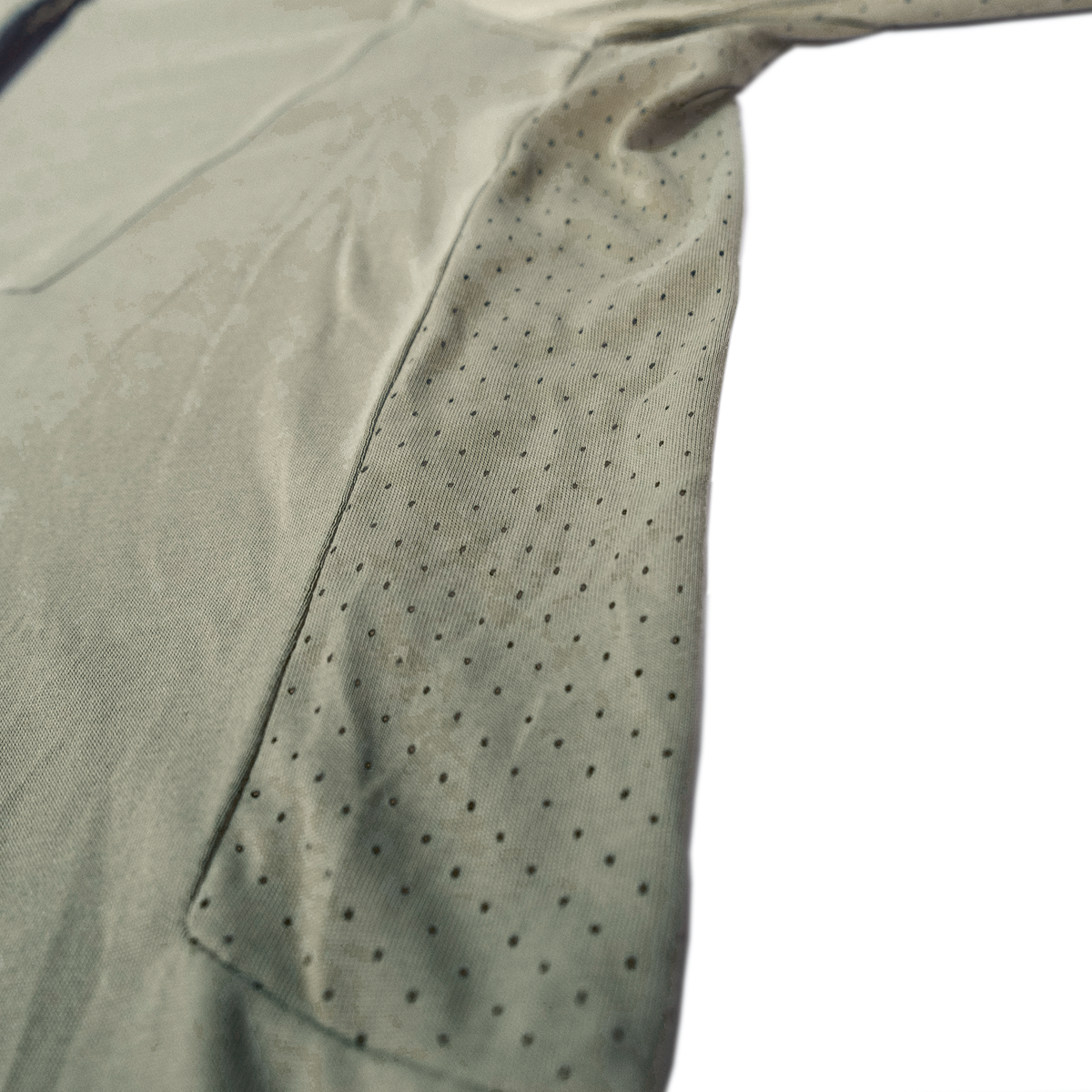 Spika Bandit women's Moss Green hoodie close-up of the perforated ventilation panel under the arm
