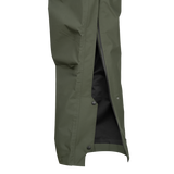 Spika Scout men's pull-on pants in Olive, close-up of the unzipped lower leg with snap closures