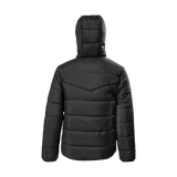 Spika Terra kids' puffer jacket in Black, back view with quilted panels and hood