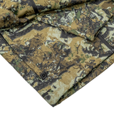 Spika Scout men's jacket in Biarri Camo, close-up of folded fabric and hem with logo tab