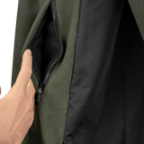 Spika Highpoint men's zip-through jacket in Olive, close-up of the fleece-lined side pocket
