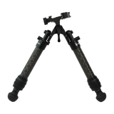 Spika Velocity Carbon Bipod 7-10in tilted, showing the picatinny clamp and tilt lever