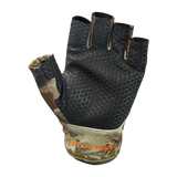 Spika Precision men's fingerless gloves in Biarri Camo, palm view with grip print and GET OUTSIDE