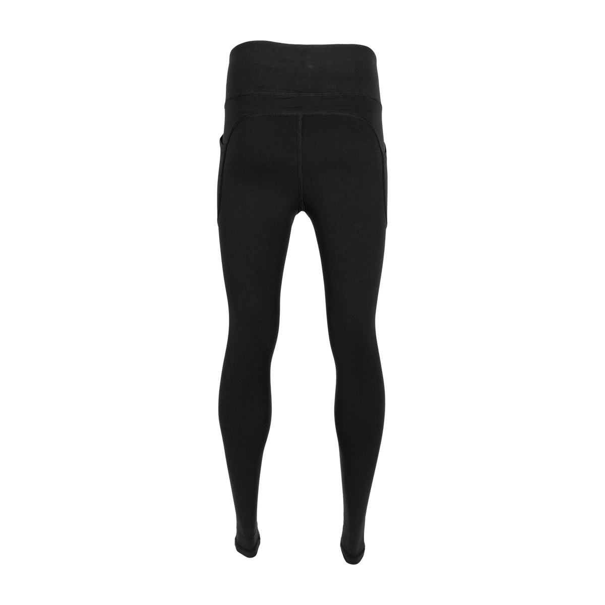 Spika GO Ember women's leggings in black, back view with high waistband and side pockets