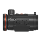 ThermTec Hunt Pro 650 thermal clip-on, side profile of power and function buttons above rail mount
