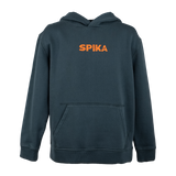 Spika Red Stag men's hoodie in Washed Pine, front view with orange Spika chest logo and kangaroo pocket