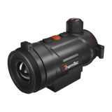 ThermTec Hunt Pro 635 thermal clip-on, three-quarter view of rear adaptor end and ThermTec logo