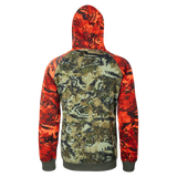 Spika GO Classic men's hoodie in Biarri Blaze, back view with blaze orange hood and sleeves