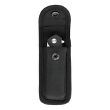 Spika Bushmaster Raider closed folding knife stored deep inside the black nylon pouch, flap open