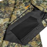 Spika Scout men's jacket in Biarri Camo, opened to show black interior lining and inner zip pocket
