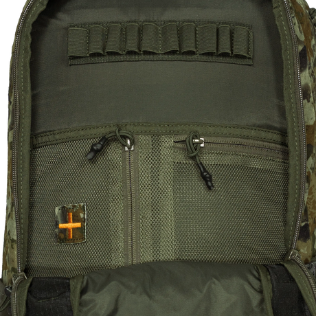 Spika Drover II Pro Pack 35L open interior with cartridge loops, mesh zip pockets and first aid patch