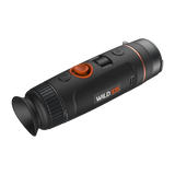 ThermTec Wild 335 thermal monocular, rear three-quarter view of eyecup, focus ring and controls
