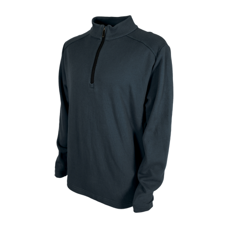 Spika GO Belay men's slate quarter-zip jumper, three-quarter side view showing raglan seams