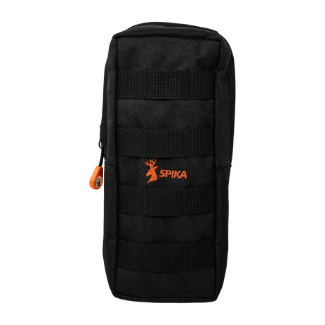 Black Spika MOLLE-style carry pouch with orange Spika logo, included with the Velocity Carbon Bipod 3-12in