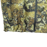 Spika Scout men's jacket in Biarri Camo, close-up of the gathered drawcord hem and front zip