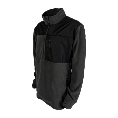 Spika Perisher men's fleece half-zip in Slate, three-quarter view of the collar and chest pocket