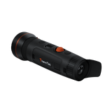 ThermTec Wild 650DL Pro thermal monocular, rear three-quarter view of extended eyecup and ThermTec logo