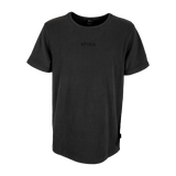 Spika Mountain men's burnout fleece t-shirt in Slate, front view with tonal SPIKA chest print