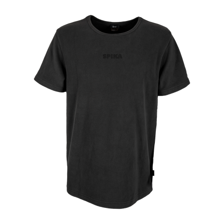 Spika Mountain men's burnout fleece t-shirt in Slate, front view with tonal SPIKA chest print