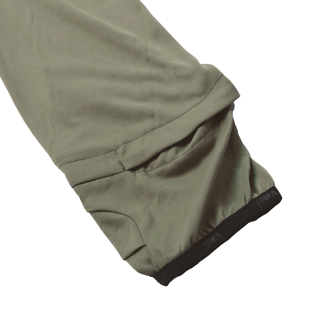 Spika Bandit men's hoodie in Moss Green, close-up of the folded sleeve cuff with black trim