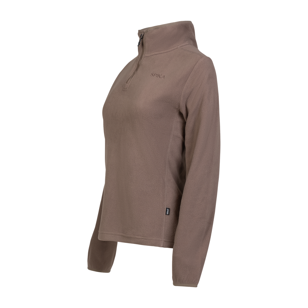 Spika Highland women's quarter-zip fleece jumper in Latte Brown, three-quarter view