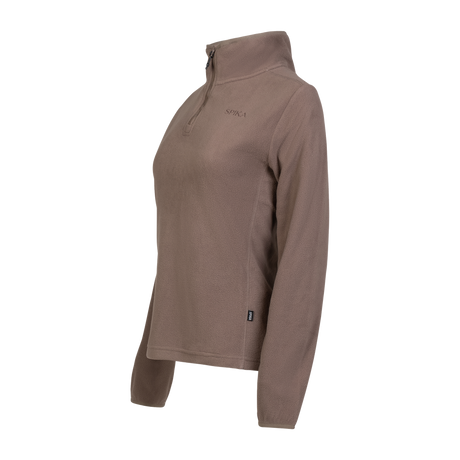 Spika Highland women's quarter-zip fleece jumper in Latte Brown, three-quarter view