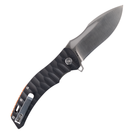 Spika Bushmaster Viper folding knife opened, reverse side showing the steel pocket clip