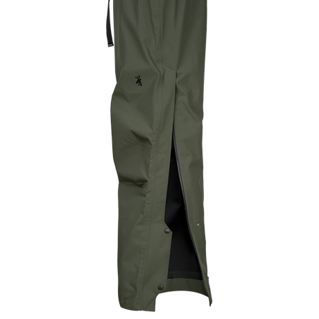 Spika Edge men's Olive pants close-up of the side leg zip opened at the ankle with snap closure