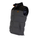 Spika GO Casual men's grey puffer vest, three-quarter view showing black shoulders and hand pocket