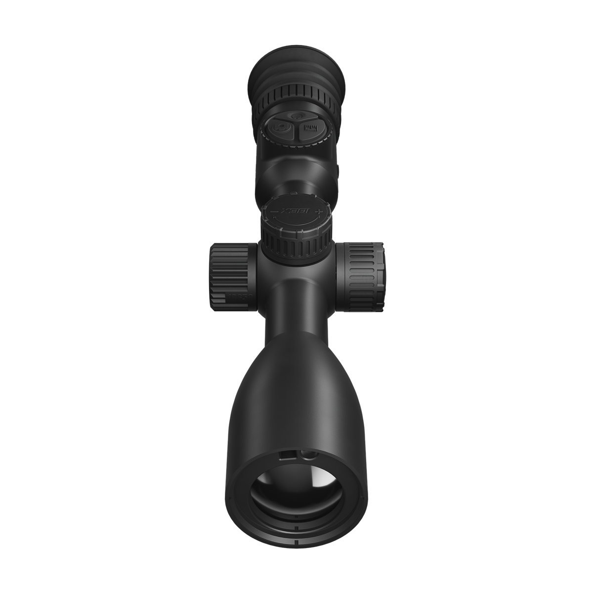 ThermTec IBEX 335L thermal tube scope, elevated front view from objective end up to eyepiece
