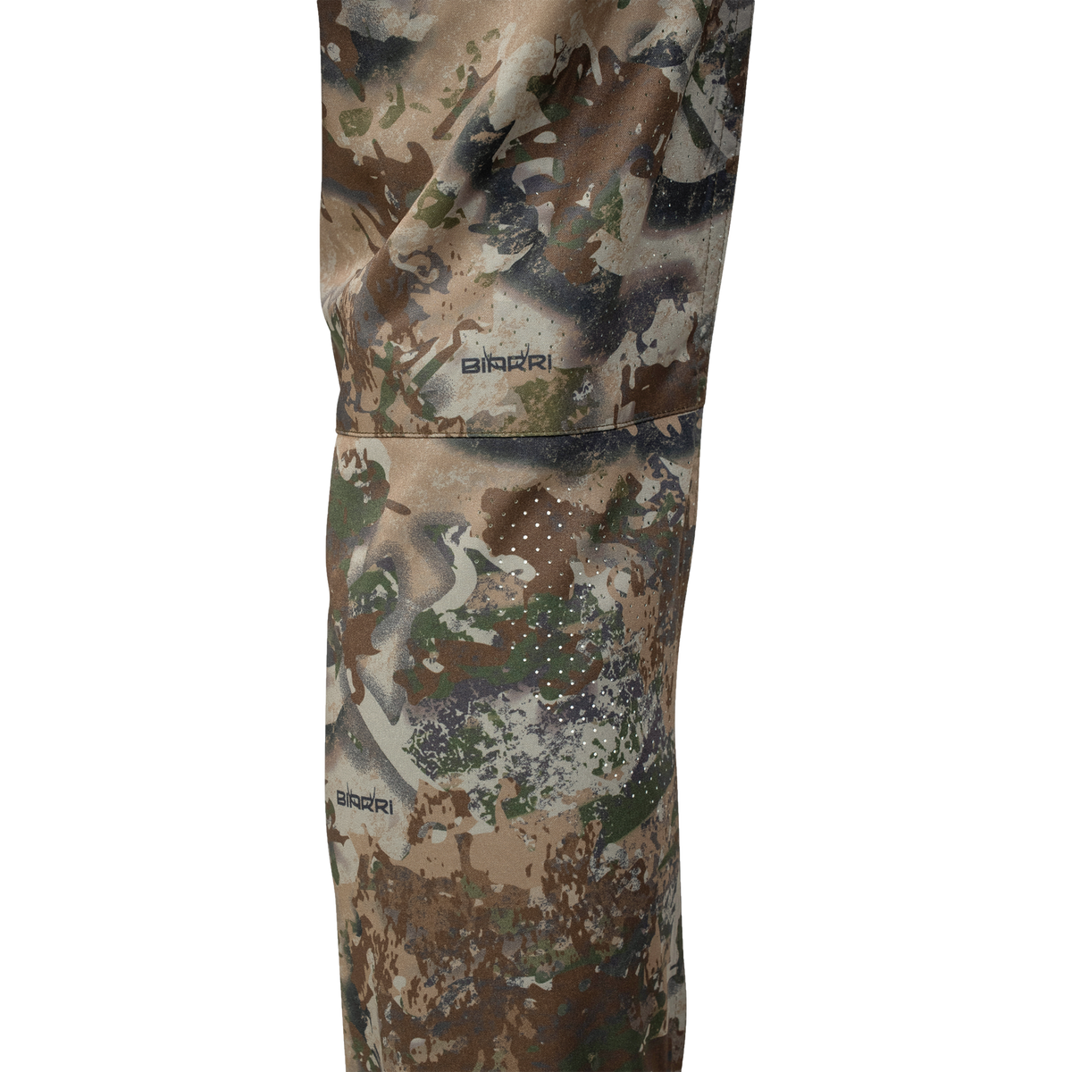 Spika Nomad men's hunting pants in Biarri Camo, close-up of the perforated knee panel