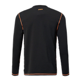 Spika ThermaFlow men's thermal top in Black, back view with orange Spika logo below the neck