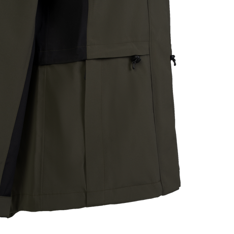 Spika Reign women's jacket in Olive Summit/Black, close-up of the drawcord waist and hem
