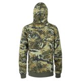 Spika GO Classic V2 women's hoodie in Biarri Camo with mint logo, back view of camo hood and body