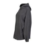 Spika Motion women's fleece hooded jumper in Onyx, three-quarter view with cuffed sleeves